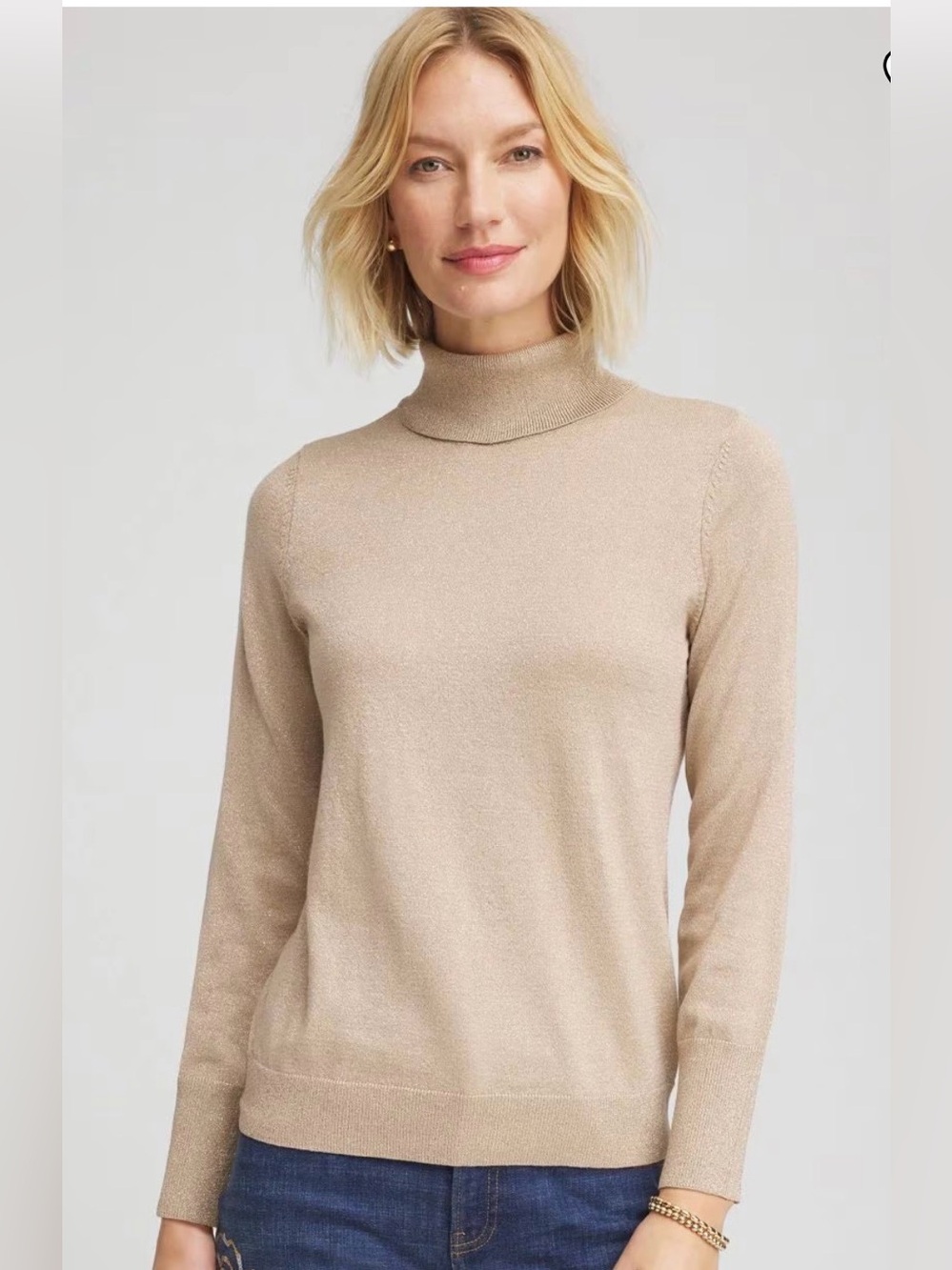 CHICO’S Classic Toasted Tan Turtleneck Sweater
